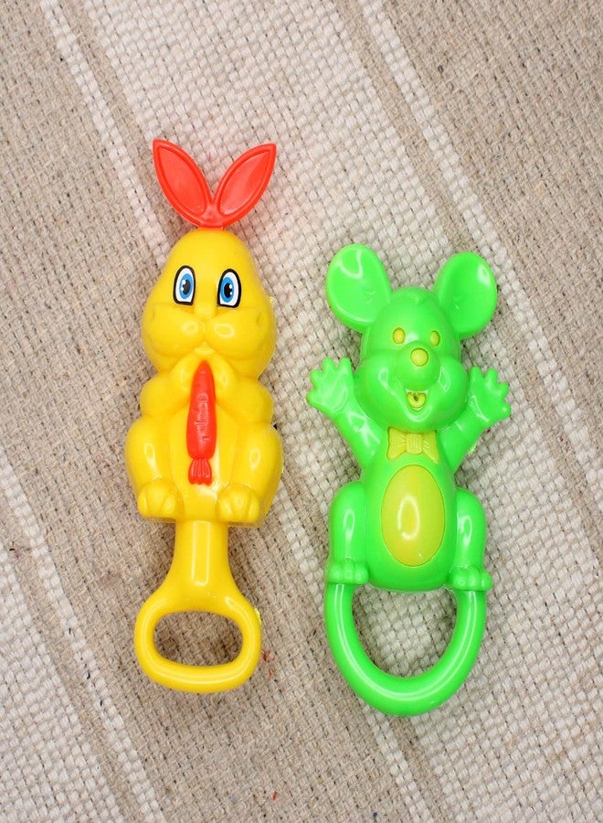 Baal Combo of Musical Drum with Stick and Cartoon Baby Rattles Toy for Kids - Image 3